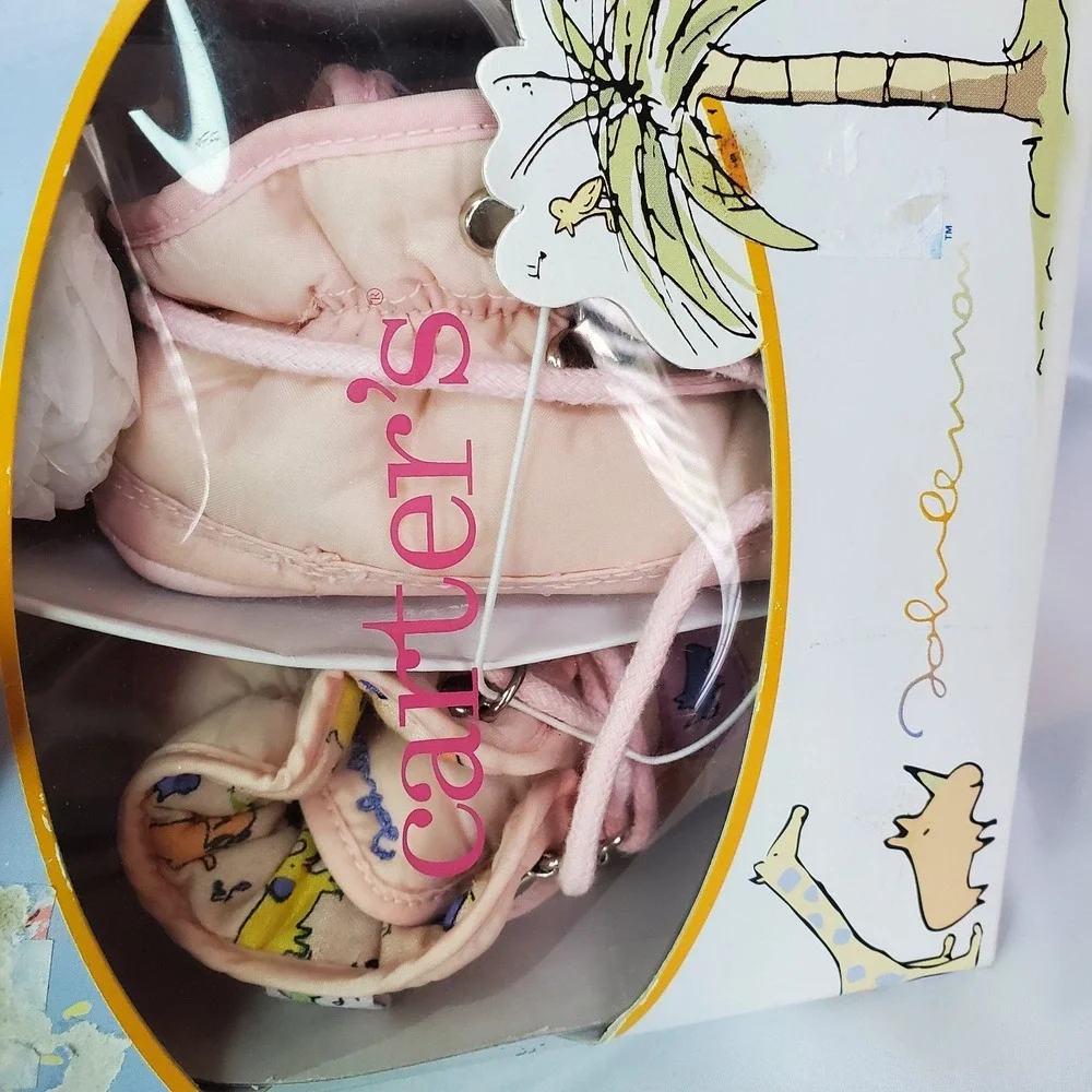 New Vintage Carter's John‎ Lennon Size 3 Pink Boots Shoes Baby Girls Animal